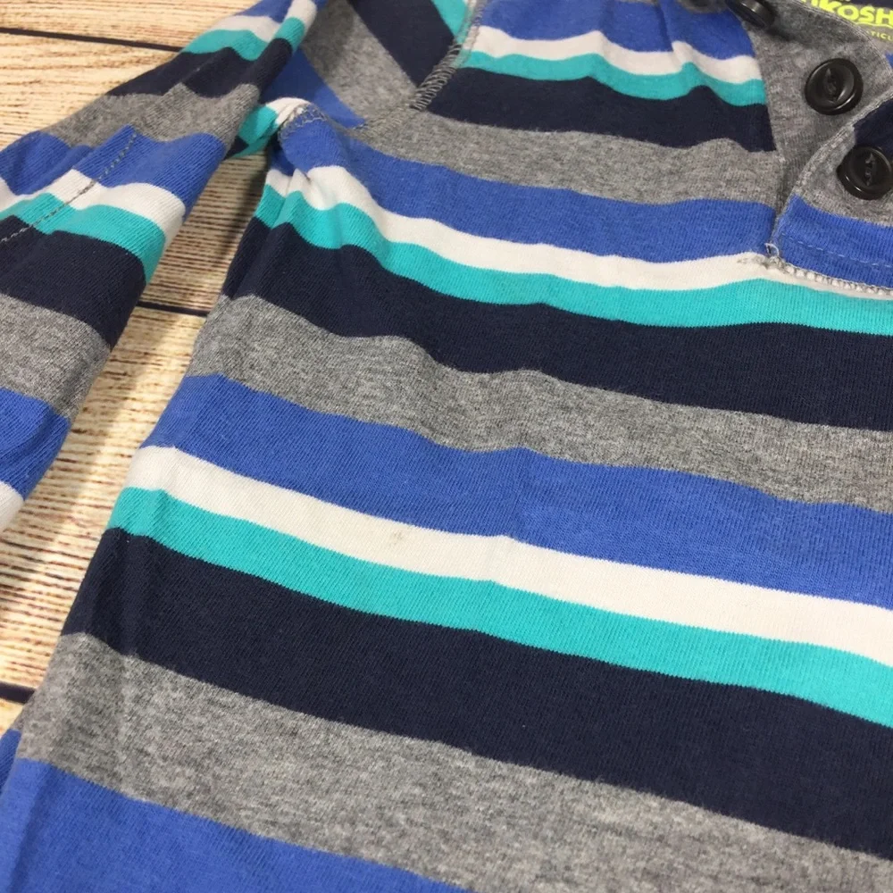 OshKosh Bgosh Blue Striped Long‎ Sleeve Bodysuit